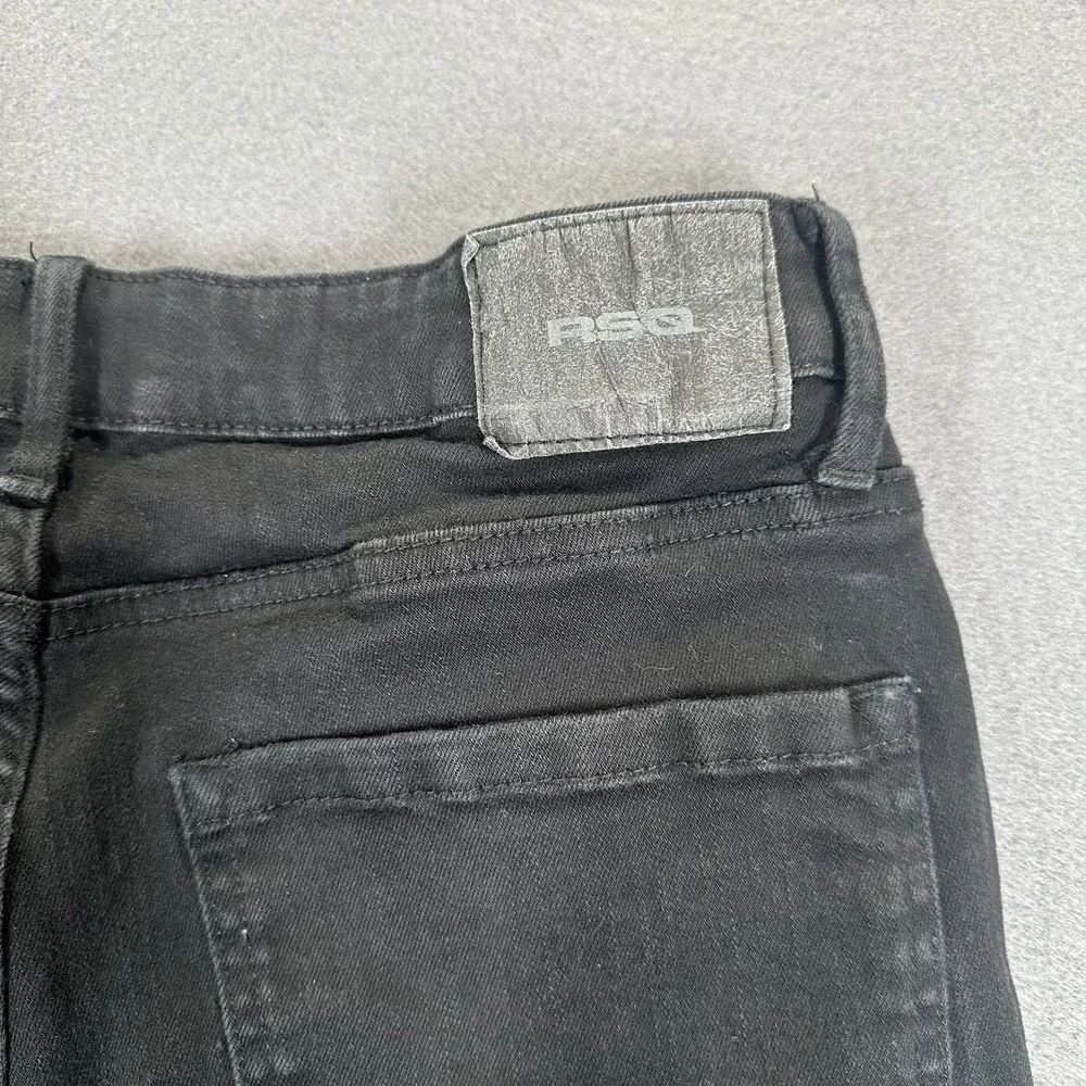 RSQ Jeans Mens 32x30‎ Black Denim Stretch Low Rise 5-Pockets Slim Straight Leg